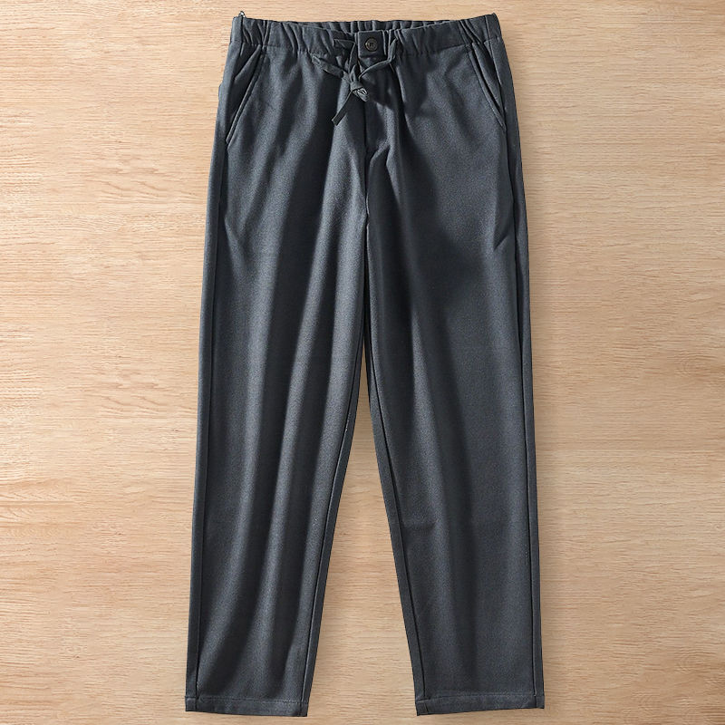 Y6365-4XL グレー 新品 ウール混 カシミア イージーパンツ スラックス テーパード 秋冬 暖かい メンズ ビジネス ウエストゴム カジュアル拍卖