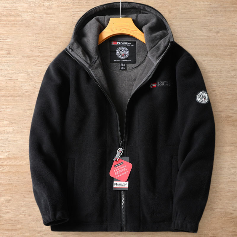 Y810-3XL ブラック 新品 フリースジャケット 暖かさ 保暖 防寒 秋冬 シェニール 裏ボア フード付き ブルゾン アウター メンズ トップス拍卖