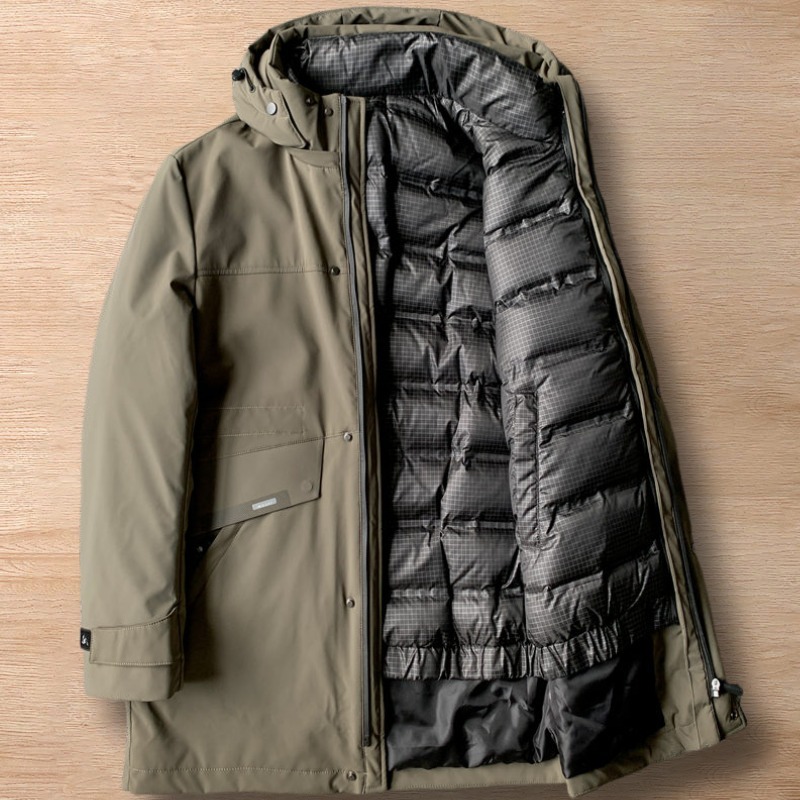 Y504-XL 灰緑 新品DCKMANY ダウンジャケット 冬服 撥水 ミドル 防風 暖かい 極地防寒 厚手 フーデット アウター メンズ トップス拍卖