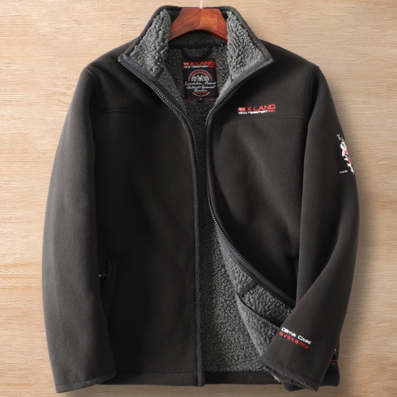 Y836-XL 黒 新品 フリースジャケット スタンドカラー 裏ボア 厚手 極地防寒 アウトドア 機能系アウター ブルゾン 冬 メンズ トップス拍卖