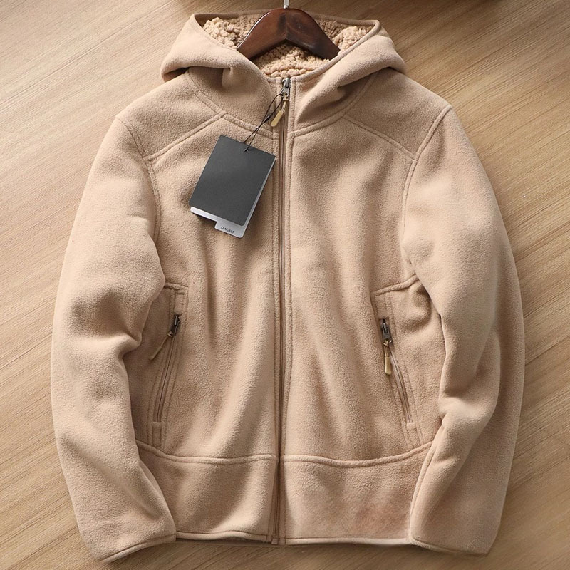 Y840-2XL カーキ 新品 フリースジャケット フード付き 裏ボア 厚手 暖かい 極地防寒 冬服 アウトドア アウター ブルゾン メンズ トップス拍卖