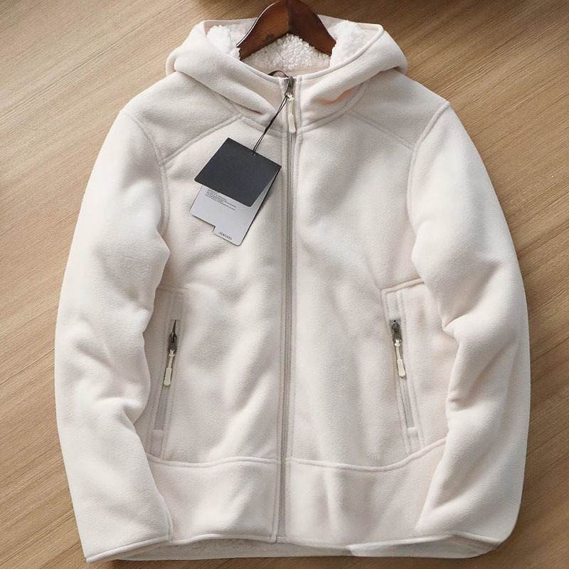 Y841-3XL ホワイト 新品 フリースジャケット フード付き 裏ボア 厚手 暖かい 極地防寒 冬服 アウトドア アウター ブルゾン メンズ トップス拍卖