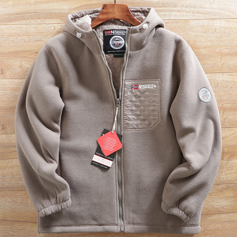 Y843-L カーキ 新品 フード付き フリースジャケット 中綿 キルティング 厚手 暖かい 防寒 保暖 冬 アウター ブルゾン メンズ トップス拍卖