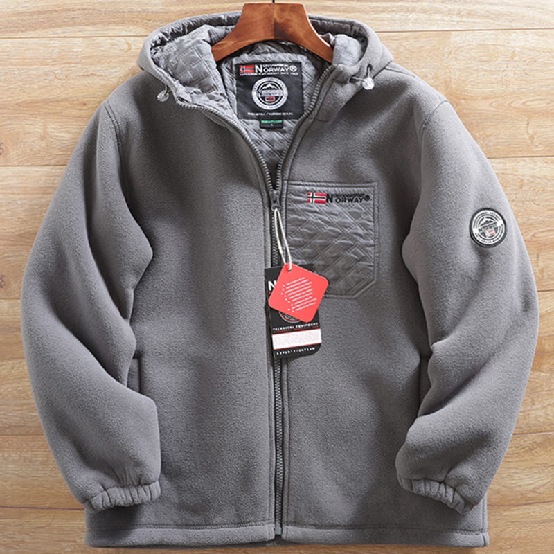 Y846-2XL グレー 新品 フード付き フリースジャケット 中綿 キルティング 厚手 暖かい 防寒 保暖 冬 アウター ブルゾン メンズ トップス拍卖