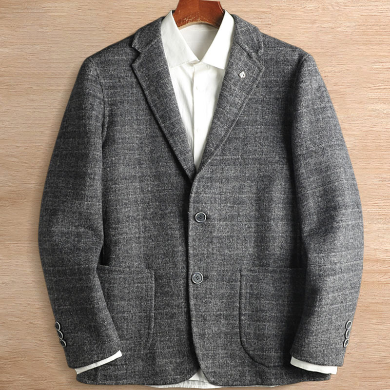 Y856-3XL グレー 新品 ウール混 テーラードジャケット 先染め織り 保暖 秋冬 ノーアイロン ビジネス ブレザー メンズ カジュアル トップス拍卖