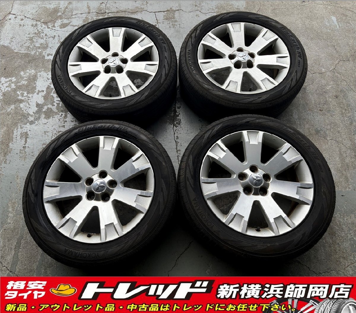 師岡店 中古純正アルミタイヤ4本SET ミツビシ デリカD:5 18インチ7.0J-5穴114.3+38 YOKOHAMA BluEarth RV03 225/55R18 22年製拍卖