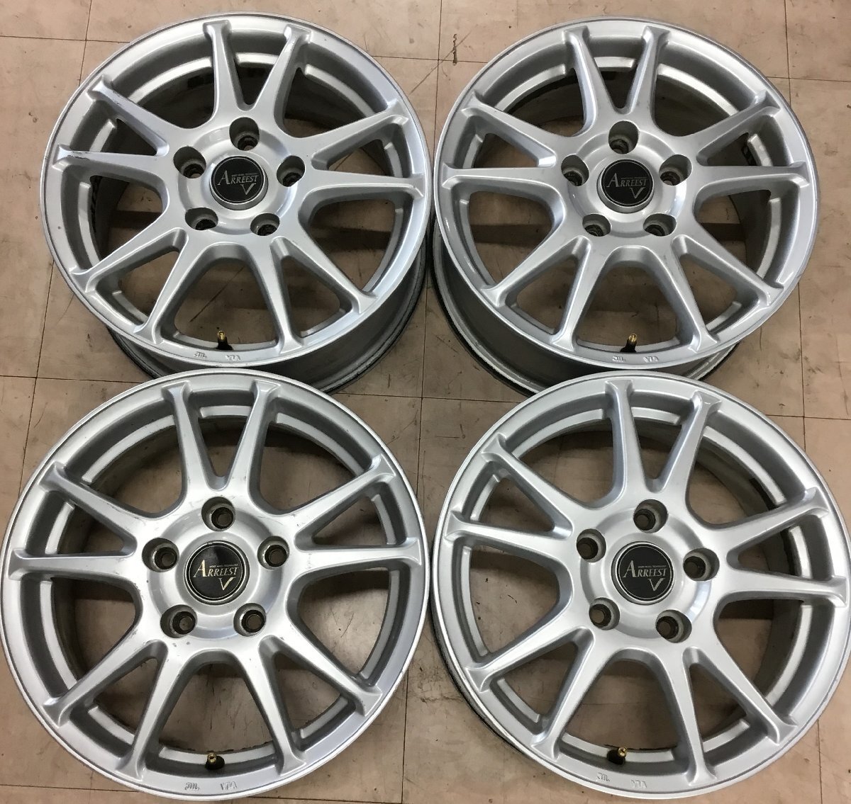 【大田原店】☆現品限定☆中古アルミホイール単品4本☆ARREEST V☆15インチ 6.0J +50 5穴114.3☆ノア/ヴォクシー/ステップワゴン拍卖