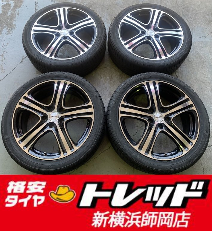 新横浜師岡店 中古アルミタイヤ4本SET LEGZAS S501 レグザス 18インチ7.0J-5穴114.3+50BP & WINRUN R330 225/45R18 17年製 レヴォーグ等拍卖