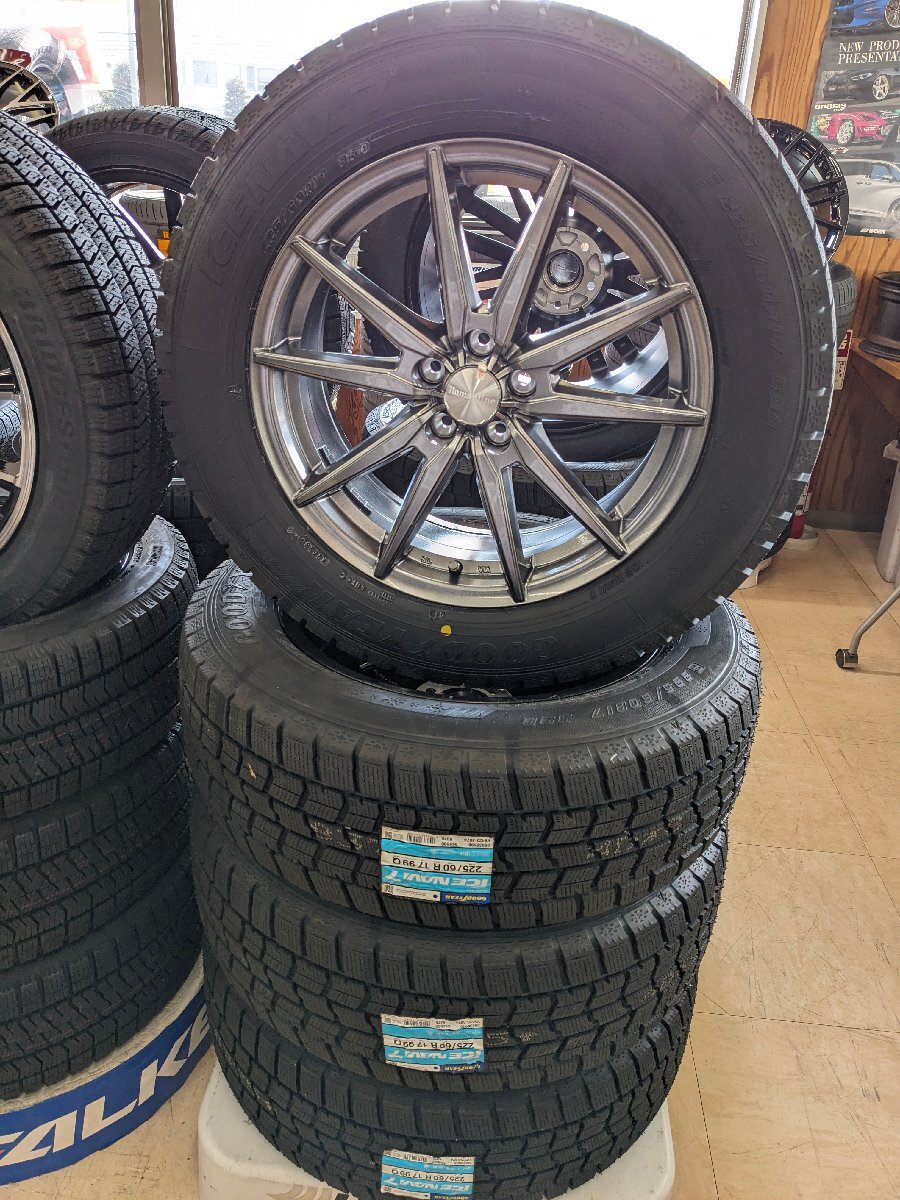 大田原店 現品限定 新品スタッドレスホイールSET HS-08 17インチ7.0J100 グッドイヤー アイスナビ7 225/60R17 2023年製 フォレスター他拍卖
