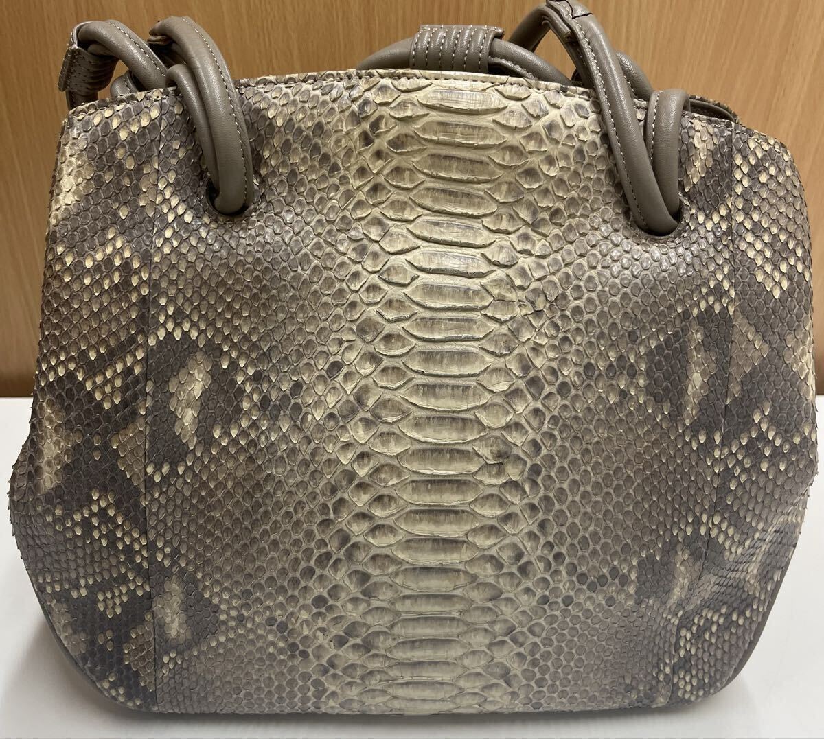 パイソン レザー ハンドバック ヘビ革 中古品 レディース拍卖