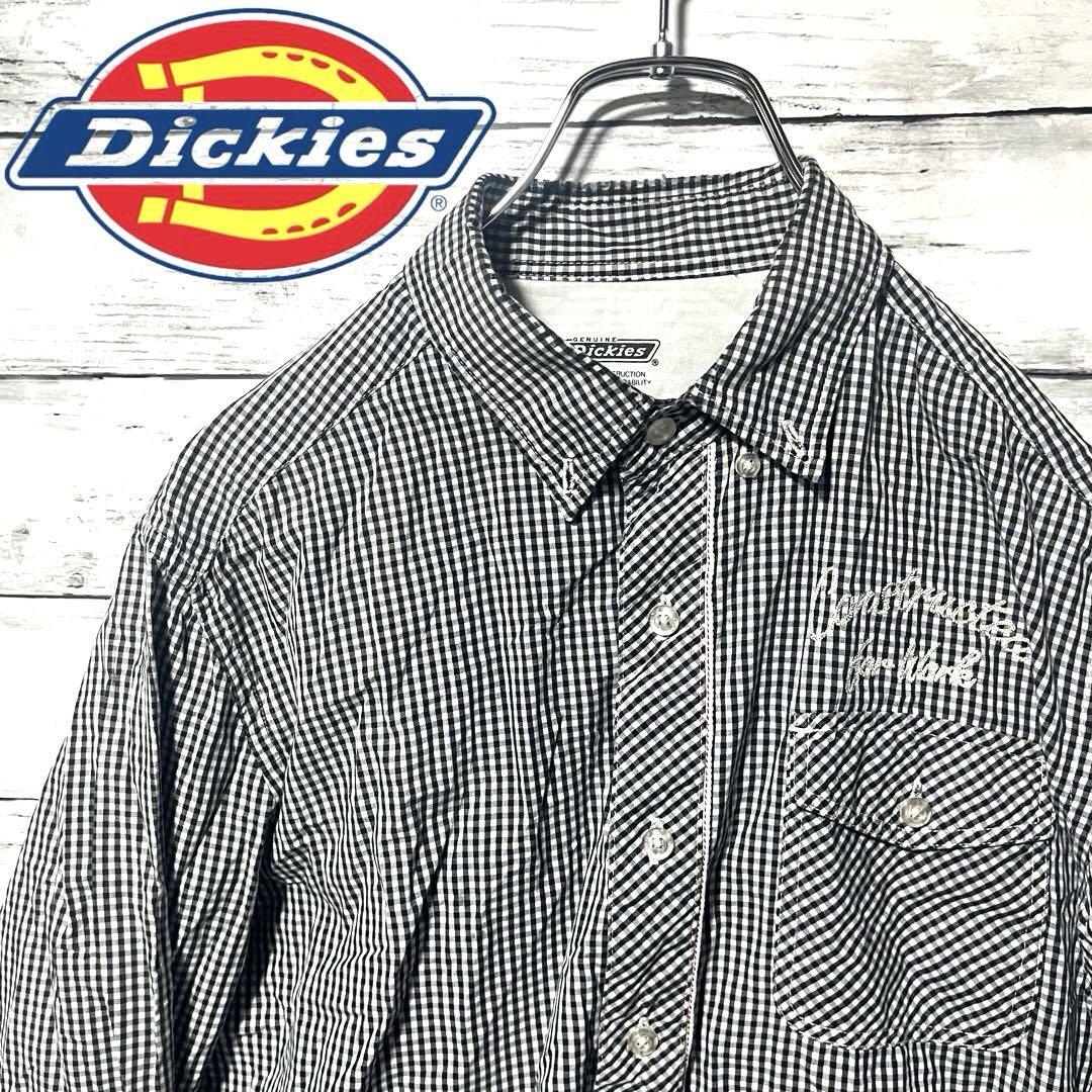 【人気商品】ディッキーズ 長袖チェックシャツ 刺繍デザイン M C906拍卖