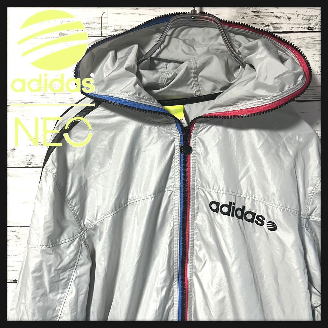 【入手困難】adidasNeo ナイロンジャケット 刺繍ロゴフード付M A704拍卖