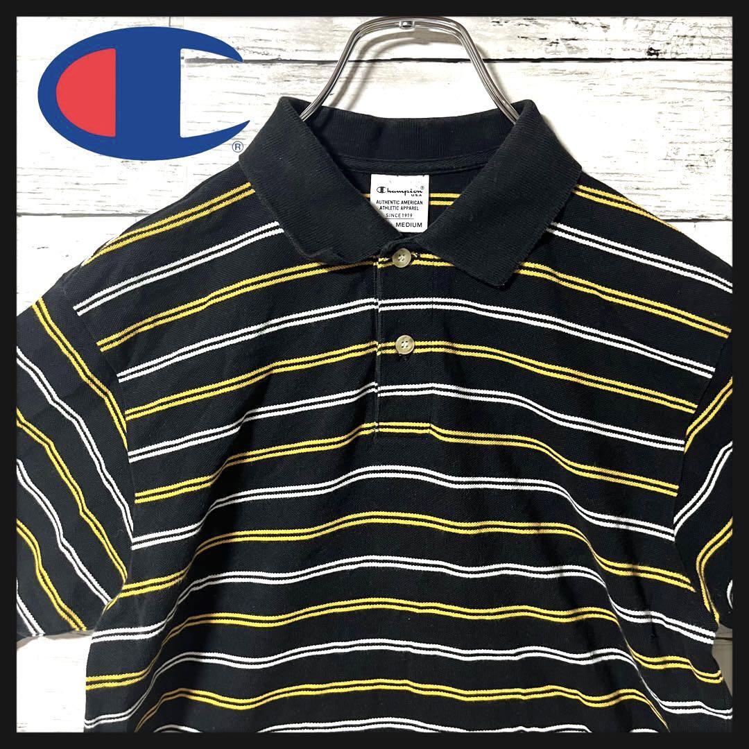 【希少商品】チャンピオン ボーダー 半袖ポロシャツ 刺繍ロゴ M A760拍卖