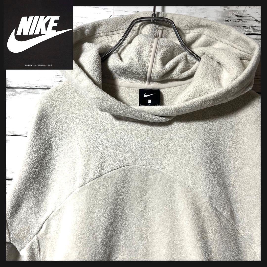 【入手困難】NIKE ホワイト もこもこパーカー 刺繍ロゴ L A431拍卖