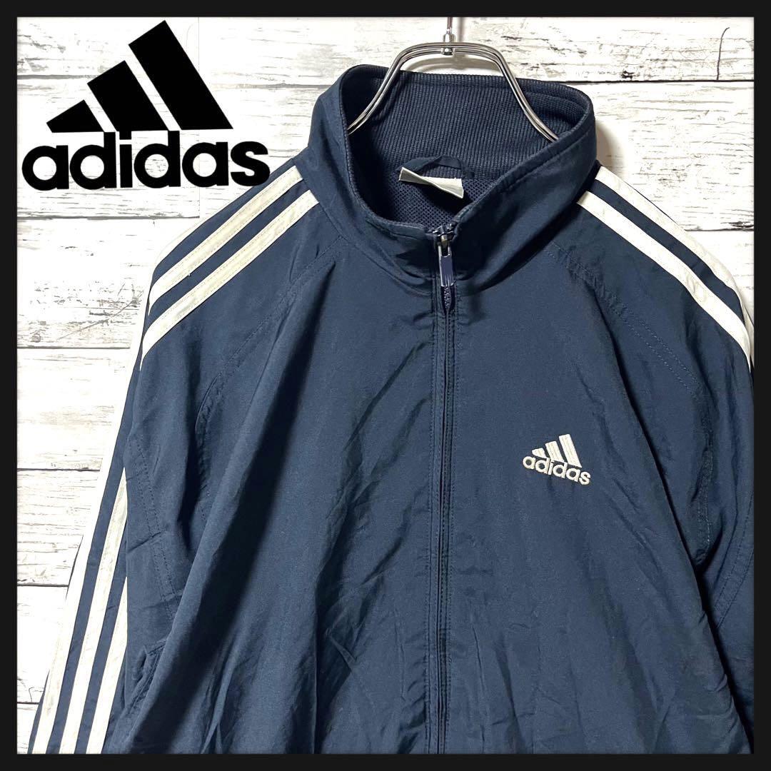【人気商品】adidas ジャケット ネイビー スリーライン 刺繍ロゴ A254拍卖