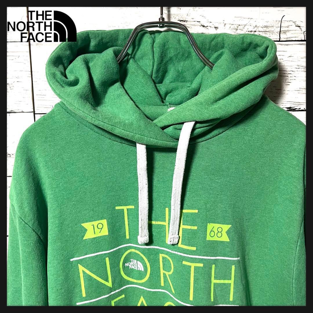 【希少デザイン】ノースフェイス グリーン パーカー メンズ M A106拍卖