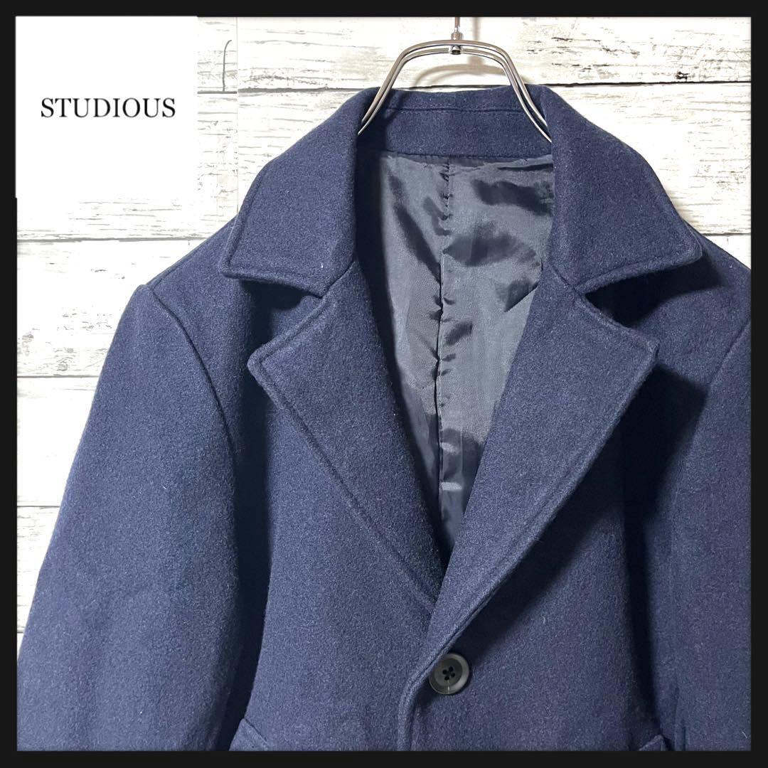 【お買い得商品】STUDIOUS ウールコート ネイビーS A911拍卖