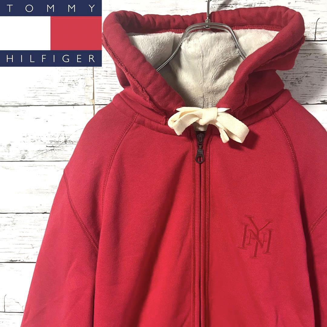 【人気定番】トミーヒルフィガー ジップアップパーカー 裏起毛 L A967拍卖