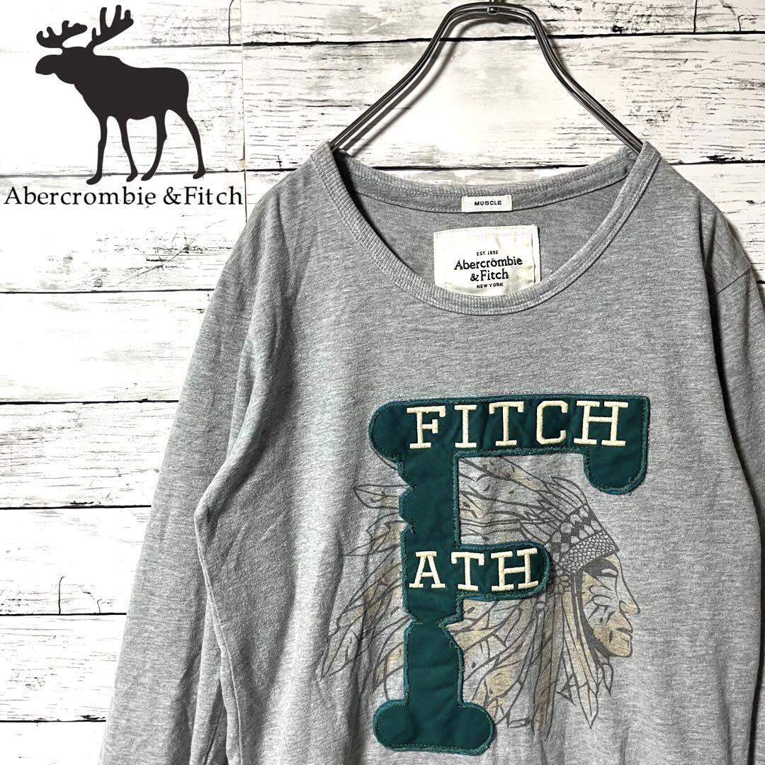 【入手困難】アバクロ 長袖Tシャツ ビッグ刺繍ロゴ S A994拍卖