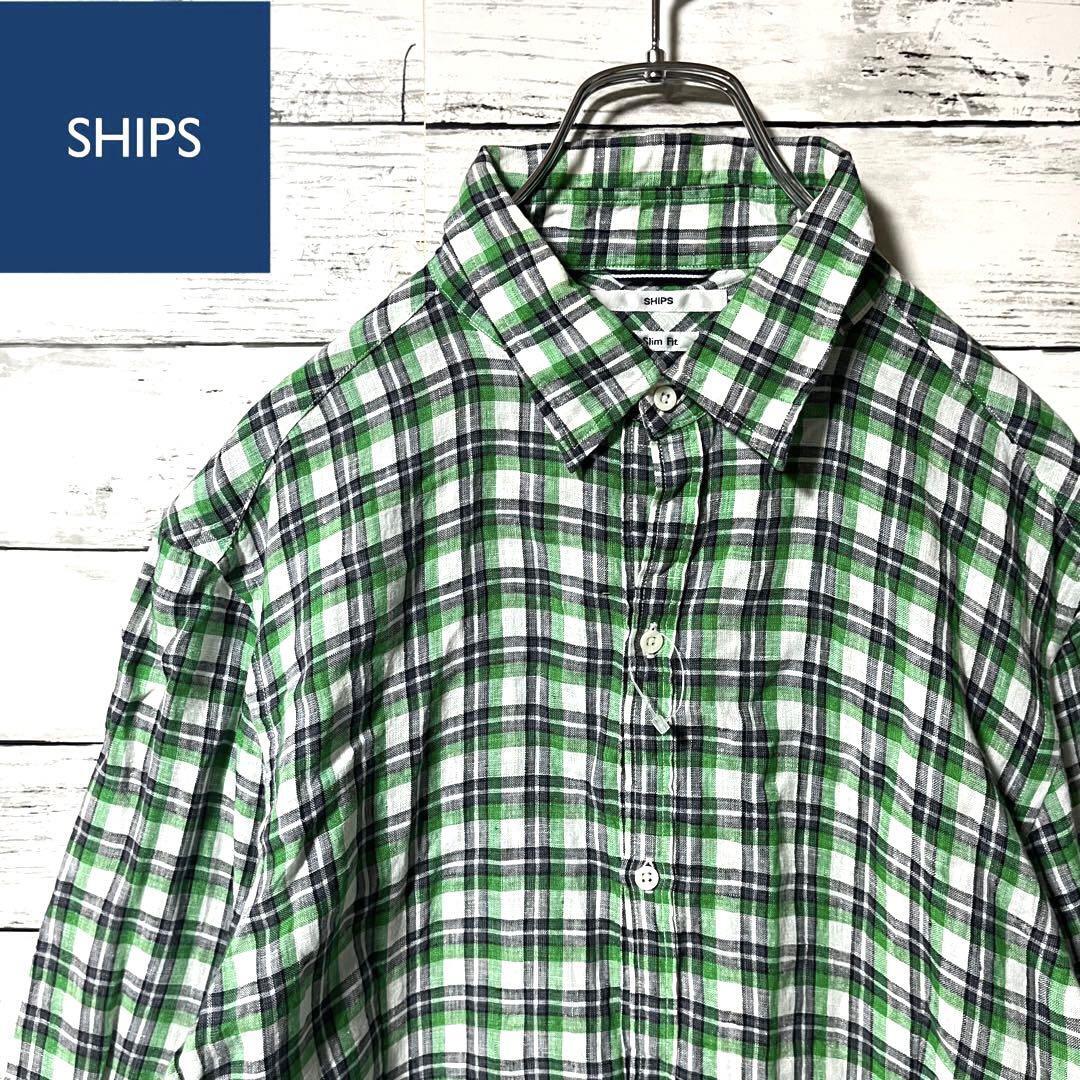 【人気商品】シップス 長袖シャツ ボタンダウン チェック柄 L C56拍卖