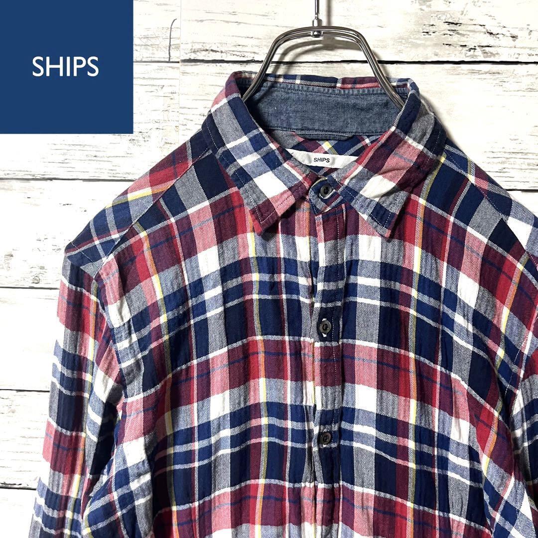 【人気デザイン】シップス 長袖シャツ チェック柄 S C57拍卖
