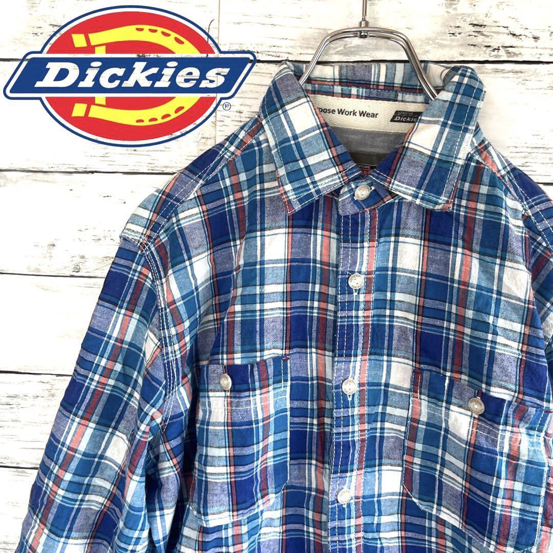 【人気商品】ディッキーズ 7分丈シャツ チェック柄 M C86拍卖