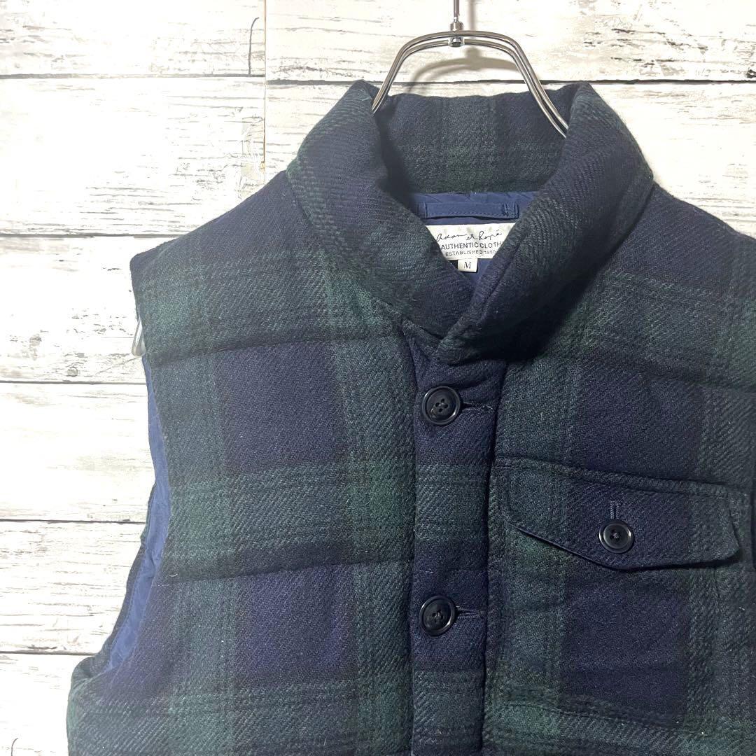 【人気商品】アダムエロペ チェック柄 ウールベスト M C125拍卖