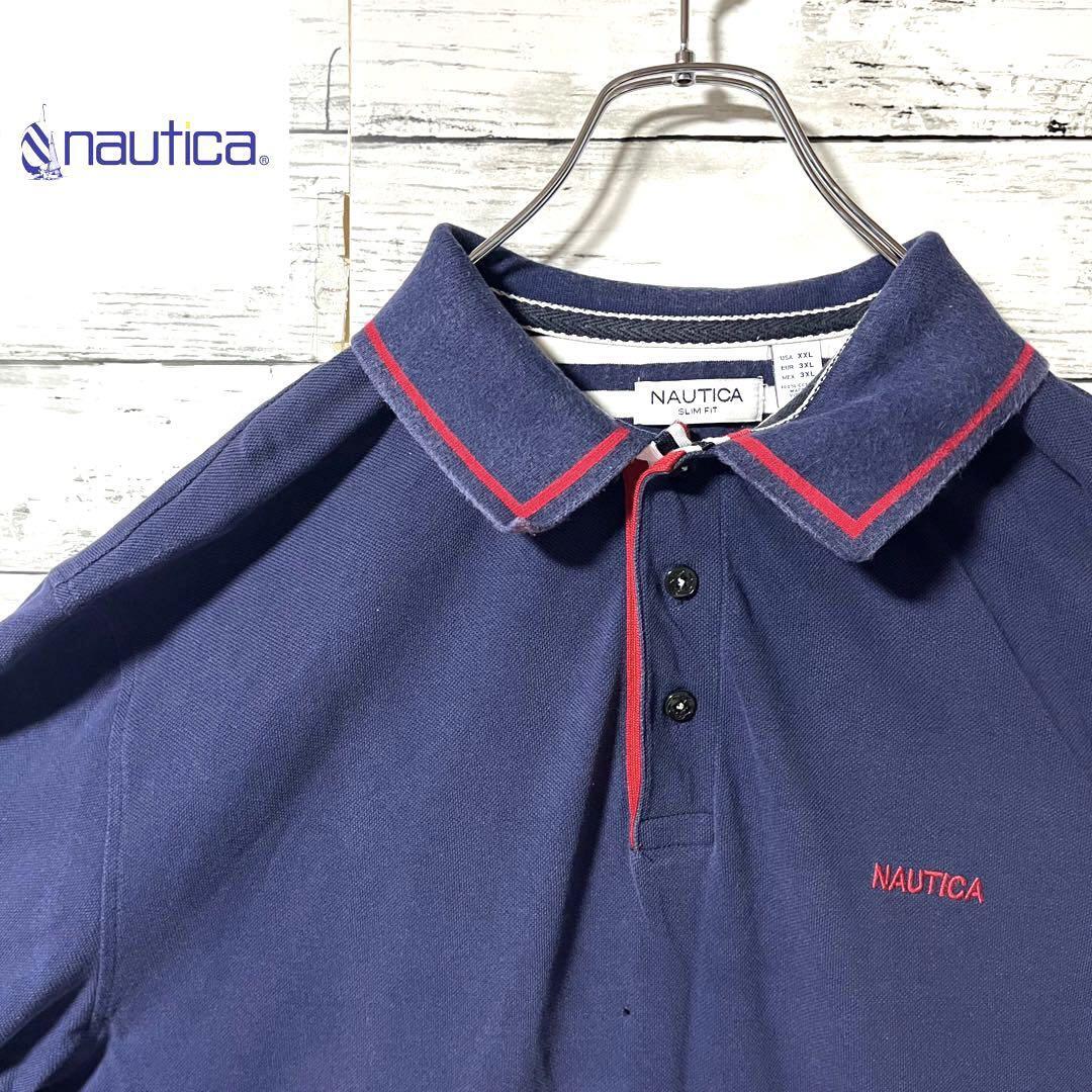 【定番人気】nautica 半袖ポロシャツ 刺繍ロゴ 3XL C274拍卖