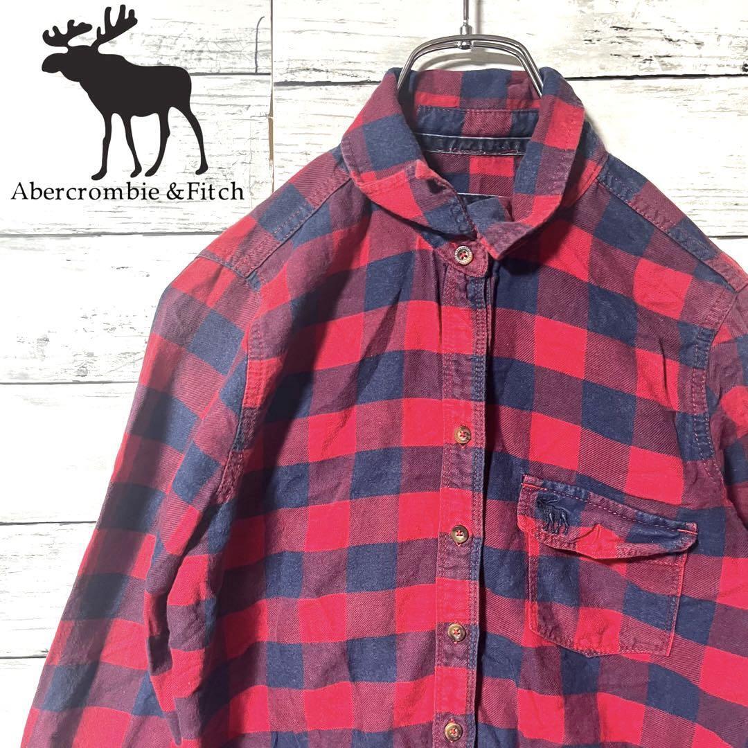 【定番人気】アバクロ 長袖シャツ チェック柄 ワンポイント刺繍 S C425拍卖