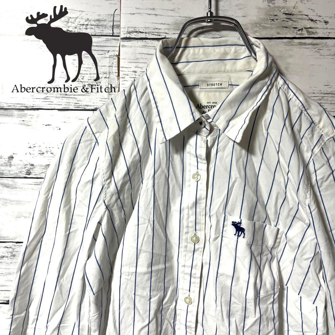 【人気定番】アバクロ 長袖シャツ ストライプ 刺繍ロゴ S C427拍卖