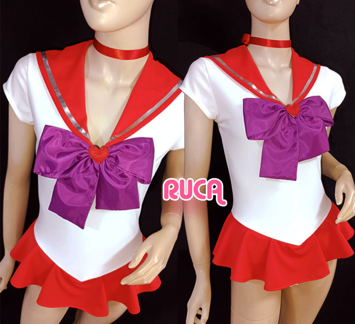 *ハンドメイド*内蔵パンツが小さすぎ♪赤セーラーマーズ風スーツ(セーラームーン拍卖