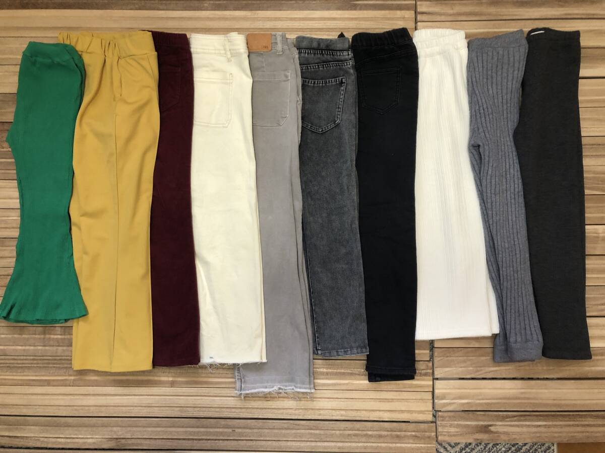 130cm パンツ10本セット 秋冬物 フレア ブーツカット スキニー ワイド スレート スラックス コーデュロイ スパッツ モコモコ拍卖