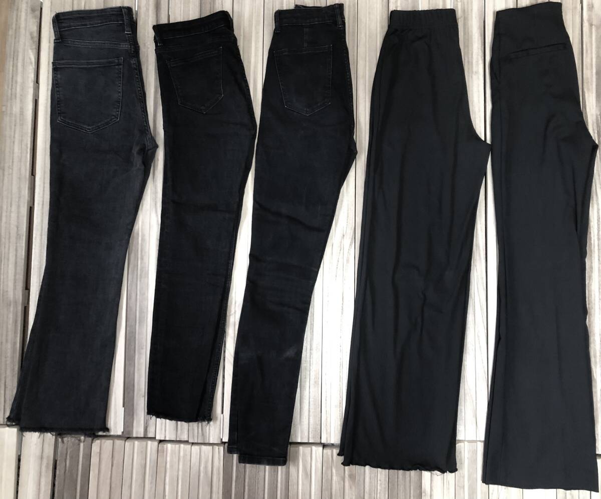 5本セット ZARA H&M Dazy ブラックスキニーデニム スラックス ワイドイージーパンツ 黒 ブラック 美脚 足長効果拍卖