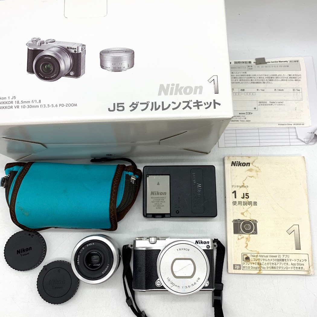 【AN-2】通電確認済 Nikon 1 J5 18.5mm 10-30mm ミラーレス一眼カメラ ダブルレンズキット レンズセット おまとめ ※難有拍卖