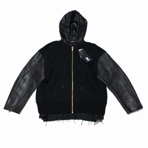 UNDERCOVER アンダーカバー 23AW 袖レザー切替ジップパーカー 2 ブラック拍卖