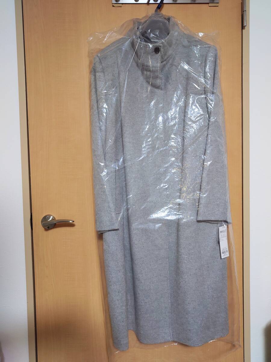 全国送料無料☆新品タグ付23区オンワード樫山ウールカシミヤビーバー スタンドカラー薄グレーコート大きいサイズ希少50サイズ拍卖