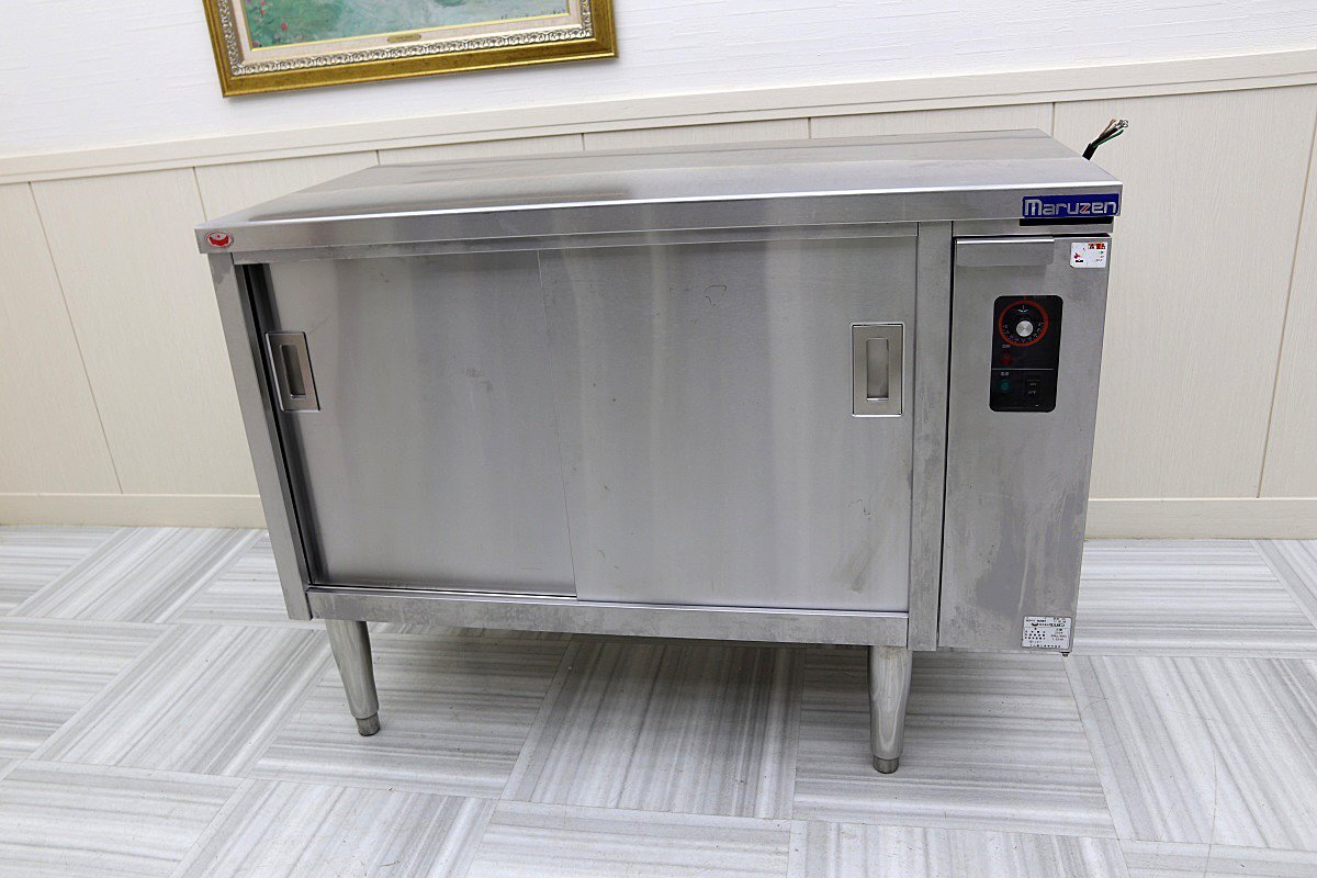 美品!17年 マルゼン 電気式 カップ ディッシュウォーマー MEWD-126 三相200V スライド扉 サーモスタット 保温 1200×600 店舗厨房業務用拍卖