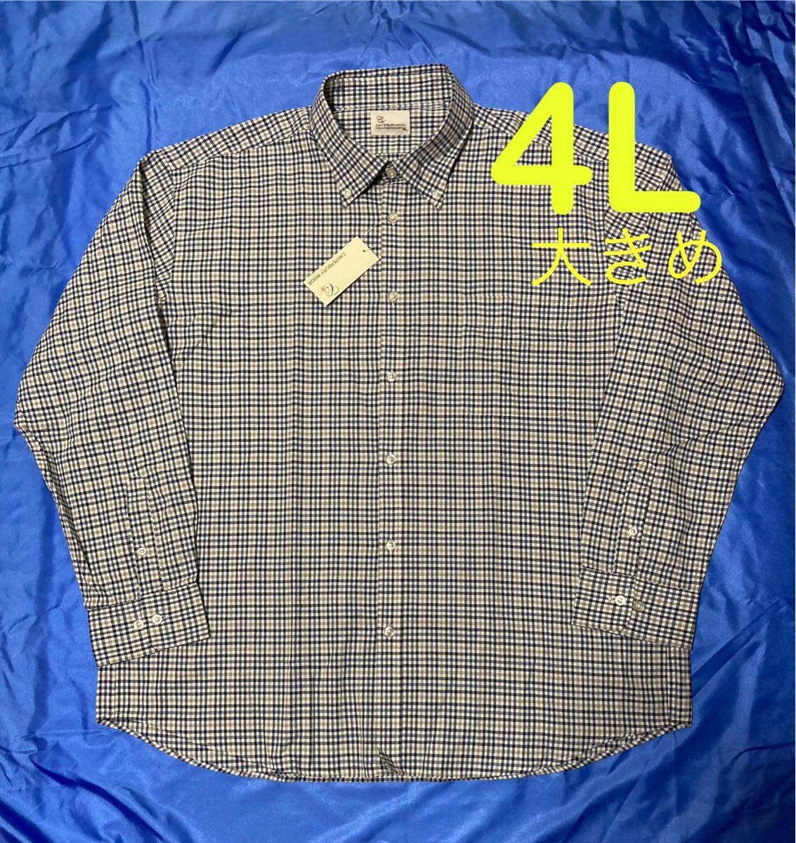 カンタベリーウッド ベージュ系 綿100% 長袖シャツ メンズ大きいサイズ4L拍卖