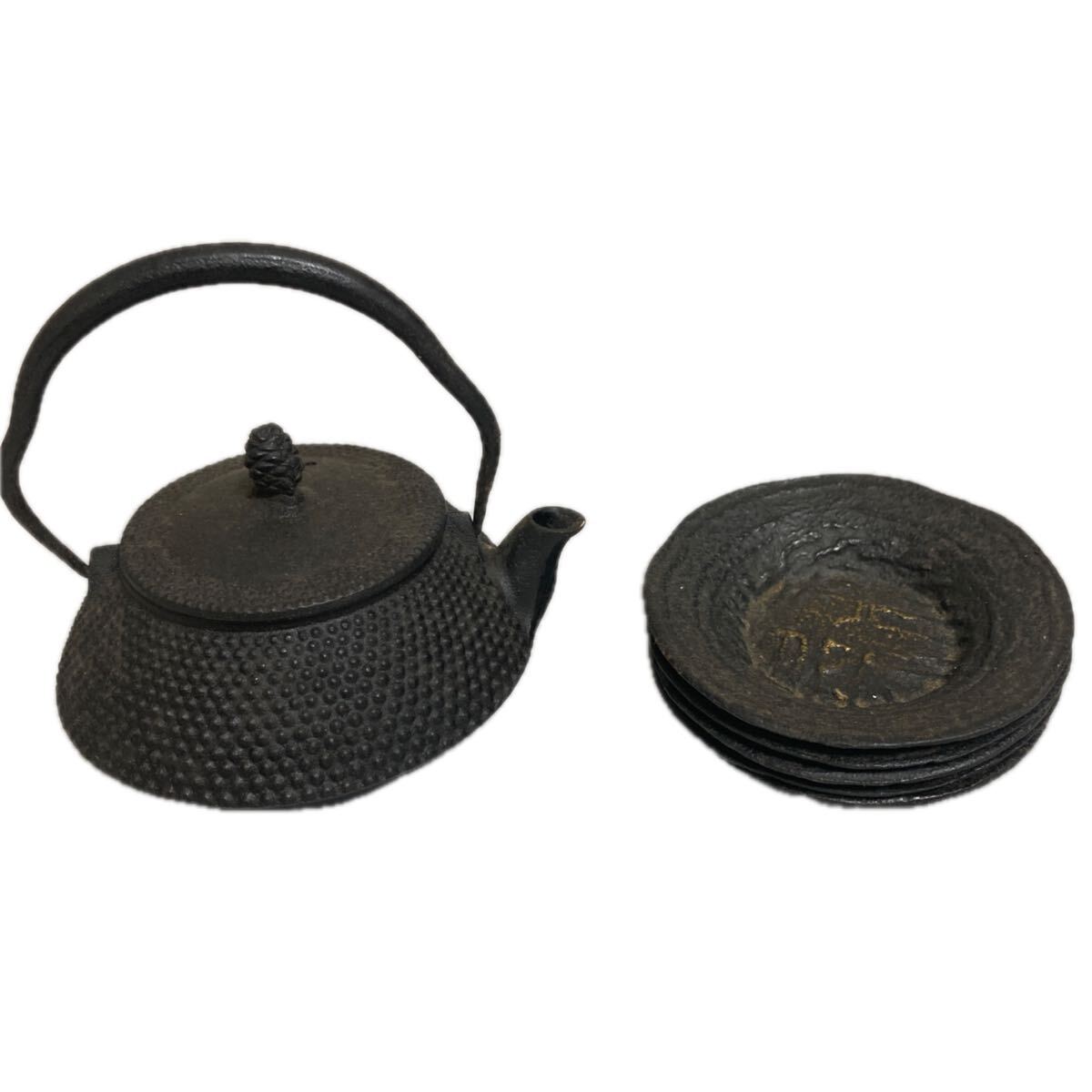 未使用品 南部鉄器 茶托 小皿 鉄瓶セット拍卖