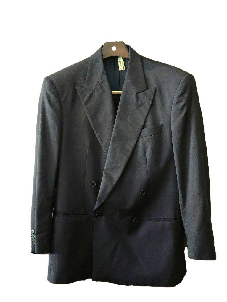 【送料込】USED 50 Biagiotti uomo ダブルブレザー ブラック イタリア製 スーツの上着 名前の縫込み拍卖