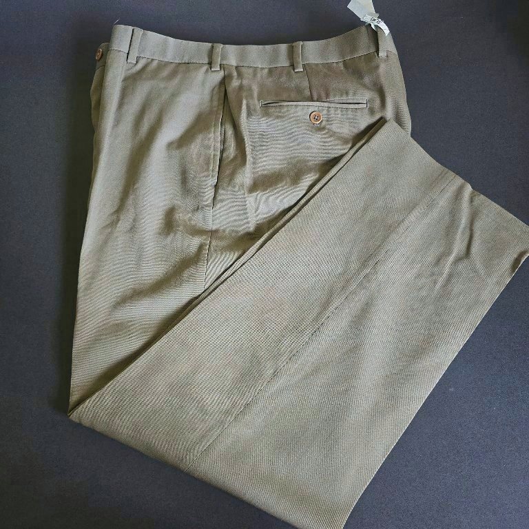 【送料込】USED W91-92cm ブルックスブラザーズ Brooks Brothers グレー・ブラウン系色ビジネスパンツ カナダ製拍卖