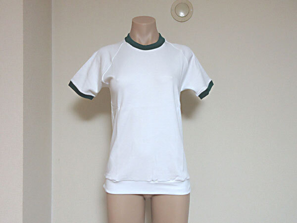 体操服 半袖Tシャツ★小学校 中学校 高校★SANTOKU サントク★ホワイト×グリーン★Lサイズ★未使用拍卖