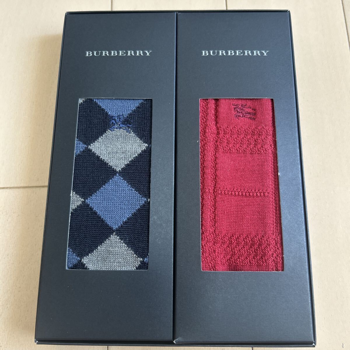 BURBERRY バーバリー 紳士靴下 ソックス チェック柄 やや厚みあり 箱入り拍卖