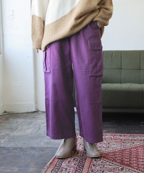 「niko and...」 カーゴパンツ LARGE パープル レディース拍卖