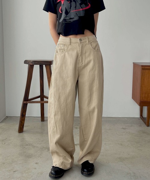 「FOLLOWIN」 チノパンツ MEDIUM ベージュ レディース拍卖