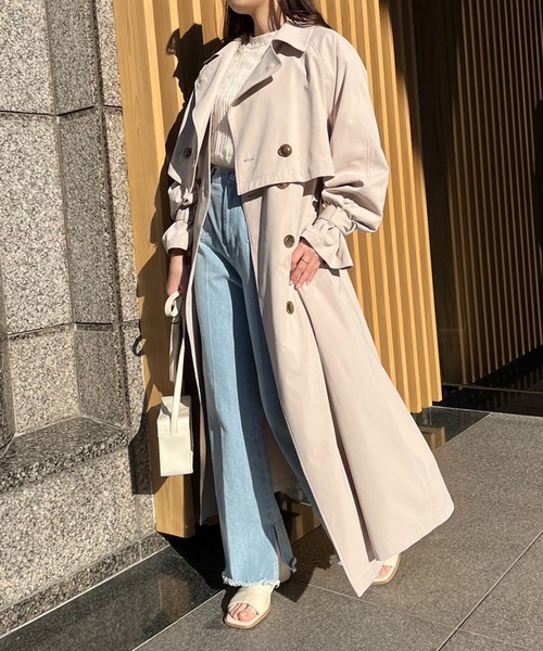 「one after another NICE CLAUP」 トレンチコート LARGE ベージュ レディース拍卖