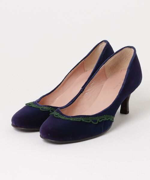 「GREED」 刺繍パンプス 38 ネイビー レディース拍卖