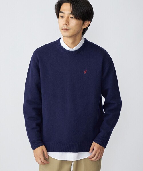 「SHIPS」 長袖ニット SMALL ネイビー メンズ拍卖