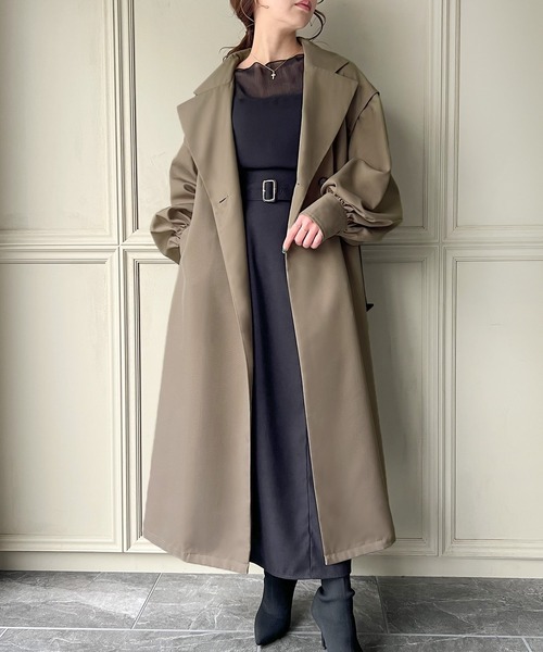 「JUNOAH」 トレンチコート MEDIUM キャメル レディース拍卖