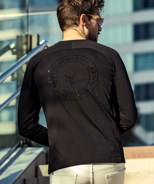 「1PIU1UGUALE3 RELAX 」 長袖Tシャツ X-LARGE ブラック メンズ拍卖